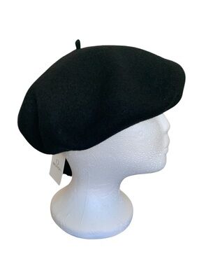 Brixton Audrey Beret Black Wool Hat Women’s Medium NWT Parisian